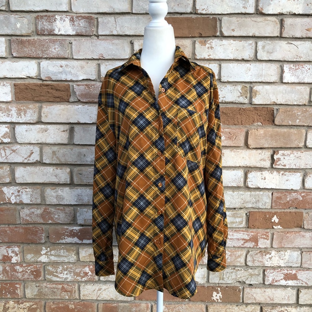 Nasty Gal Long Sleeve Collared Shirt *Vintage Check* *CHARITY ITEM*